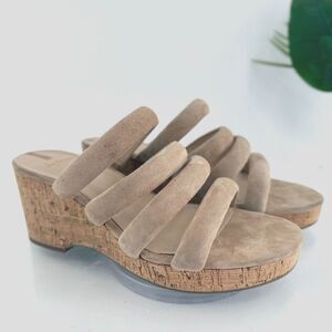 Sam Edelman Women's Yuki Sandals Size 11 Suede Strappy Cork Wedge Platform